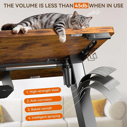 Standing Desk, 48 x 24 inches Electric Height Adjustable Desk, Sit Stand up Desk, Memory Computer Home Office Gaming Desk with 3 Preset Heights, Wood Table Cable Management Box, Brown