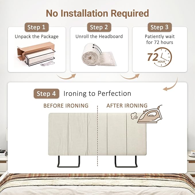 Twin Size Headboard Only-No Assembly, Upholstered Headboard Twin Size Linen Fabric Modern Style Headboards Extra-Thick, Beige
