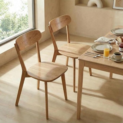 100% Solid Wood Dining Chairs,Mid Century Modern Dining Chairs with Rounded Backrest,Kitchen,Dining Room Chairs Set of 1/2/4 (2, Original Wood Color)