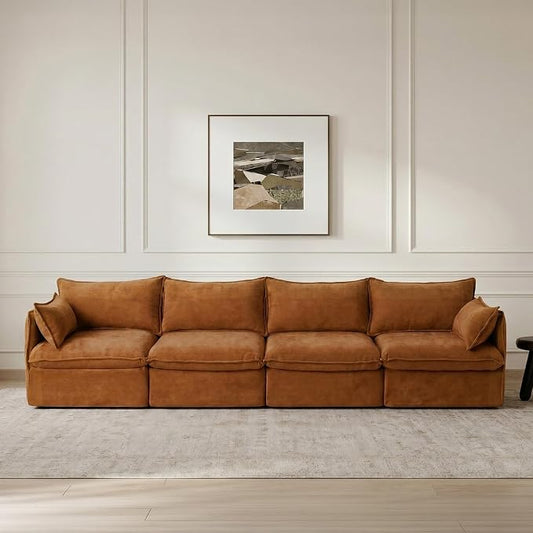 Cloud Modular Sofa, Oversized Deep Seat Comfort, Luxe Chenille | Fully Removable Washable Covers, Memory Foam Seat Cushions, Premium Fabric