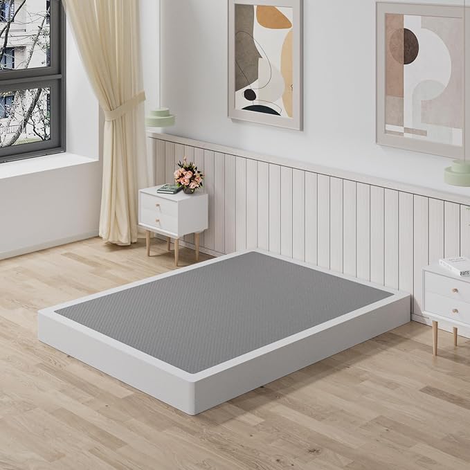 Tyndall 7 Inch Queen Box Spring, Heavy Duty Metal Box Spring for Queen Size Bed Mattress Foundation with Fabric Cover, Noise-Free, Non Slip, Easy Assembly