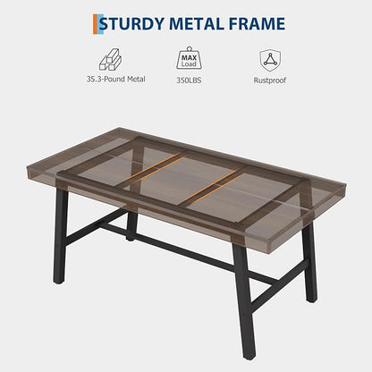GarveeHome Industrial Dining Table for 2-4, 55" Heavy Duty Rectangular Kitchen Table with 2"×2" Metal Legs, Small Space Dining Table for Kitchen, Dining Room (Brown, 55" Non-extendable)
