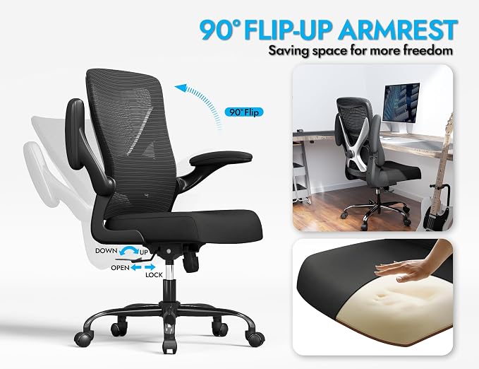 Ergonomic Office Chair - X-Shaped Computer Desk Chairs Comfy, Mesh High-Back Gaming Chair with Adjustable Lumbar Support, Executive Task Chair for Adults, Comfortable for Long Hours, Black, Pack of 2