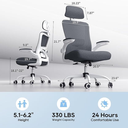 Ergonomic Office Chair for Long Hours, Full-Body Support, Relieve Neck & Back Pressure, 330LBS Capacity, Ideal for Home Office, Office & Study