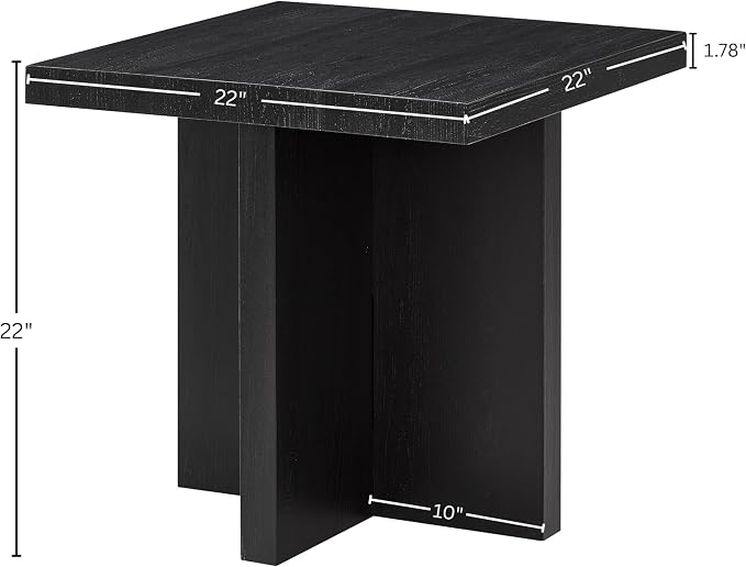 Roundhill Furniture Mchome Square End Table, Nightstand, Black Finish