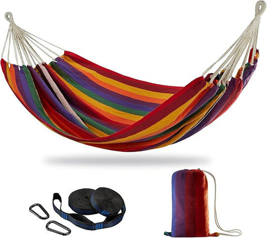 CHULIM Brazilian Double Hammock with Tree Straps,Extra Large 240x160cm,2 Persons Hammock for Backyard Patio Outdoor and Indoor,450lbs Weight Capacity,Soft Woven Cotton Fabric