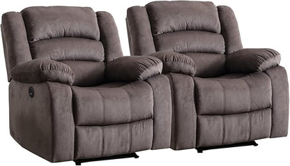 EBELLO Classic Power Recliner Chair, Oversized Electric Overstuffed Reclining Chair with Thick Cushion and Back,Single Sofa with Comfortable Armchair, Brown, 2Pcs