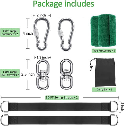 Tree Swing Hanging Straps Kit (Set of 2) - 3FT/8FT/10FT/20FT/30FT Heavy Duty Tree Swing Straps Holds 5000 lbs, Easy & Fast Installation for All Types of Swings and Hammocks(30 FT)