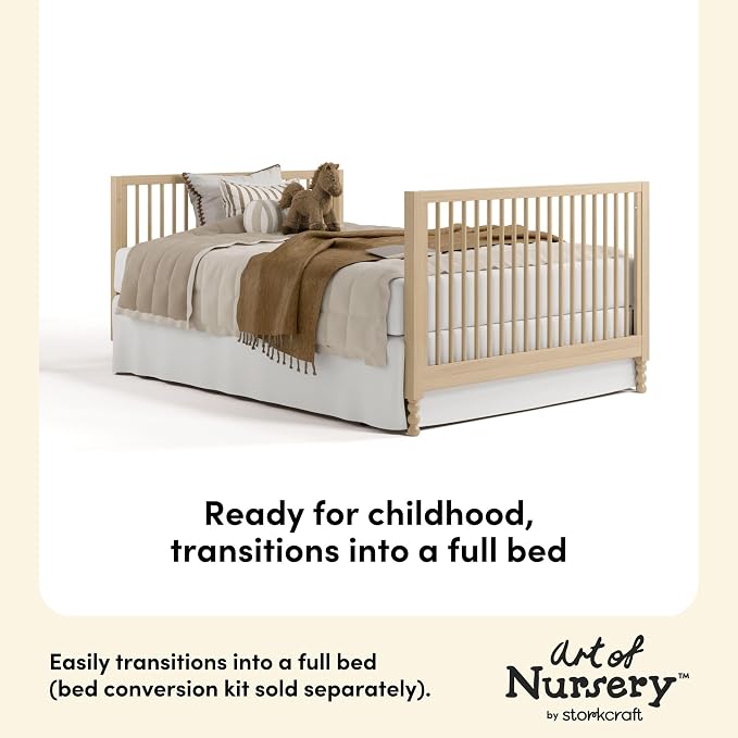 Storkcraft Rio 5-in-1 Convertible Crib and Toddler Guardrail – GREENGUARD Gold Certified, Toddler Bed Conversion Kit Included, Fits Baby Crib Mattress, Converts to Full Bed (Driftwood)