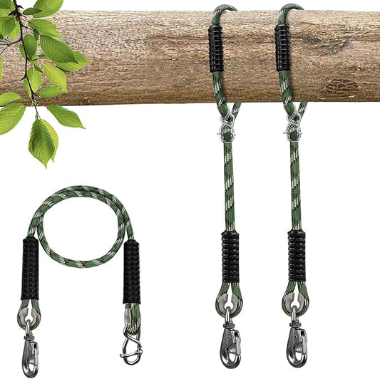 Adjustable Hammock Tree Straps Heavy Duty Tree Swing Rope 3.9Ft(47") 360°Rotation Tree Swings Hanging 1000lbs for Outdoor Swings Hammock Playground Set Accessories,2Pcs of Green