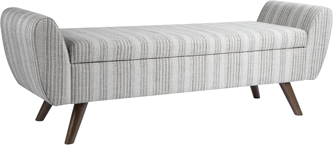 HomePop 60" Modern Storage Bench - Gray Striped Pattern