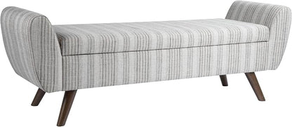 HomePop 60" Modern Storage Bench - Gray Striped Pattern