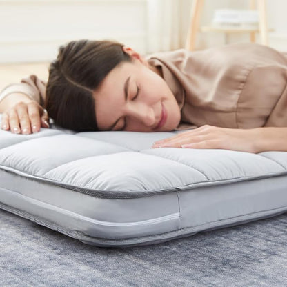 Jamdok 4Inch Cot Mattress Topper,Narrow Twin Gel Memory Foam,Machine Washable Thickened Pillow Top Cover,Roll Up Floors Mat,Portable Folding Sleep Pad(75 X 30“)