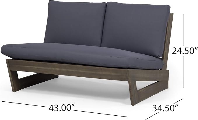 GDFStudio Noble House Sherwood Outdoor Acacia Wood Loveseat in Gray and Dark Gray