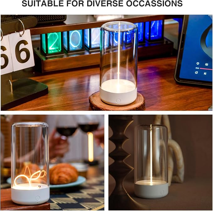 AUGE LIGHT Mini Minimalist Table Lamp Cordless Lamp Rechargeable Table Lamp Portable Nightstand Lamps Desk Lamps for Home Office Unique Ambient Light Mood Lighting for Desk Decor Beside (White)