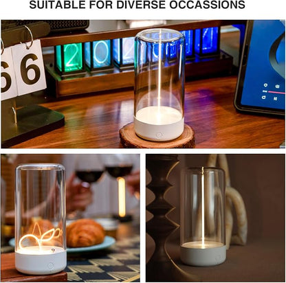 AUGE LIGHT Mini Minimalist Table Lamp Cordless Lamp Rechargeable Table Lamp Portable Nightstand Lamps Desk Lamps for Home Office Unique Ambient Light Mood Lighting for Desk Decor Beside (White)