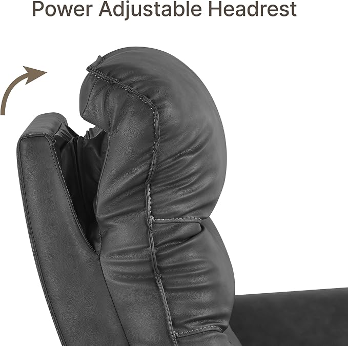 KISLOT Power Recliner Chair with Adjustable Headrest and Footrest, Dual Motor Leather Reclining Chair with USB/Type-C Charging, Zero Gravity Modern Electric Recliner for Adults Living Room Bedroom