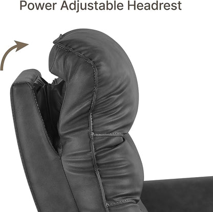 KISLOT Power Recliner Chair with Adjustable Headrest and Footrest, Dual Motor Leather Reclining Chair with USB/Type-C Charging, Zero Gravity Modern Electric Recliner for Adults Living Room Bedroom