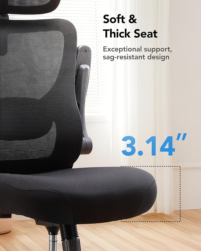 HUANUO Ergonomic Office Chair, High Back Computer Desk Chair with Adjustable Lumbar Support and Headrest, Comfy Gaming Chair with 3D Armrests, Home Office Rolling Chair, Max Load 300 lbs, Pack of 4