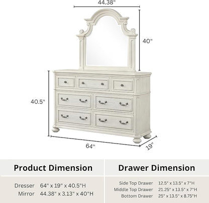 Roundhill Furniture Nelson French Traditional 5-Piece Bedroom Set, Antique White, Queen