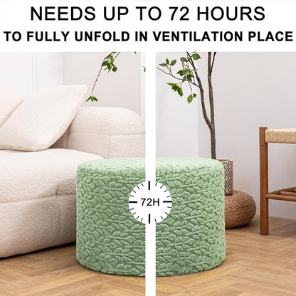 Round Pouf Ottoman 20 x 20 x 14 Inches Boho Poof Home Decor Floor Pouffe Ottoman Foot Rest for Couch Sofa Bean Bag Chairs Living Room Bedroom (Muted Green)
