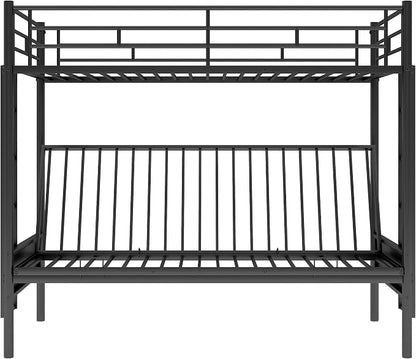 Bellemave Twin Over Futon bunk Bed, loft beds with futon, Twin Over Full Futon bunk beds, Black
