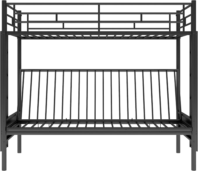 Bellemave Twin Over Futon bunk Bed, loft Bed with futon, Twin Over Full Futon bunk beds, No Box Spring Needed, Black