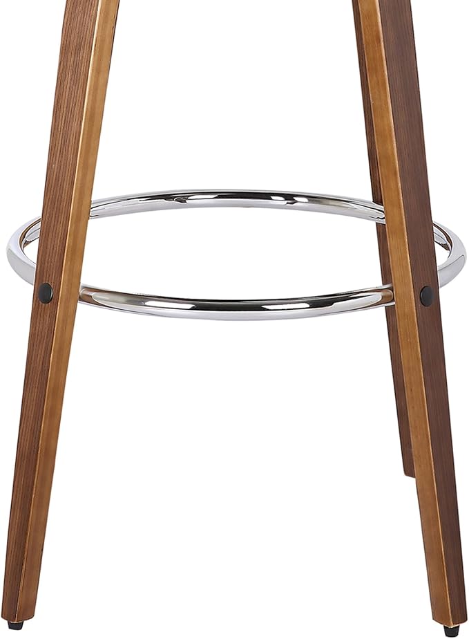 Armen Living Sonia 30" Bar Height Swivel Brown Faux Leather and Walnut Wood Bar Stool - Set of 4