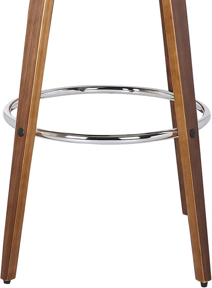 Armen Living Sonia 30" Bar Height Swivel Brown Faux Leather and Walnut Wood Bar Stool - Set of 4