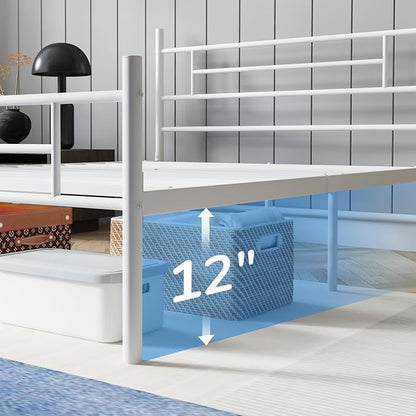 Avenco Metal Platform Bed Frame Full Size with Classical Headboard and Footboard, 14 Inch, Under Bed Storage, Strong Metal Slats Support, Mattress Foundation, No Box Spring Needed