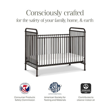 Namesake Abigail 3-in-1 Convertible Metal Crib in Vintage Iron, Greenguard Gold Certified | GREENGUARD Gold Certified, Converts to Toddler Bed & Daybed, 4 Adjustable Mattress Heights, Conversion Kits Sold Separately