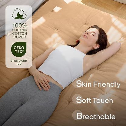 ZonLi Japanese Floor Futon Mattress Queen Size 80"x 60", 100% Cotton Cover 2.5'' Thicken Tatami Mattress, Foldable Sleeping Pad, Portable Dormitory Tatami Mat, Roll Up Floor Lounger Bed for Adult