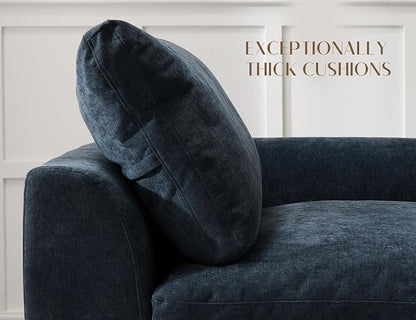 ohllob 110" Cloud Sectional Couches for Living Room, Boneless U Shaped Couch with Ottoman, 3 Seater Modular Sectional Sofa, Dark Blue