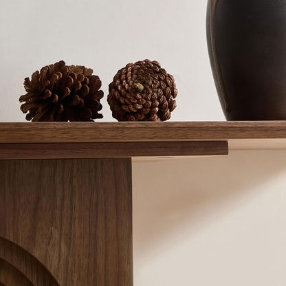 LKTART 47" MDF Console Table for Entryway, Narrow Entryway Table with Unique Loopback Design, Couch Table Behind Sofa with Single Loop-Leg for Living Room Hallway Foyer, Walnut