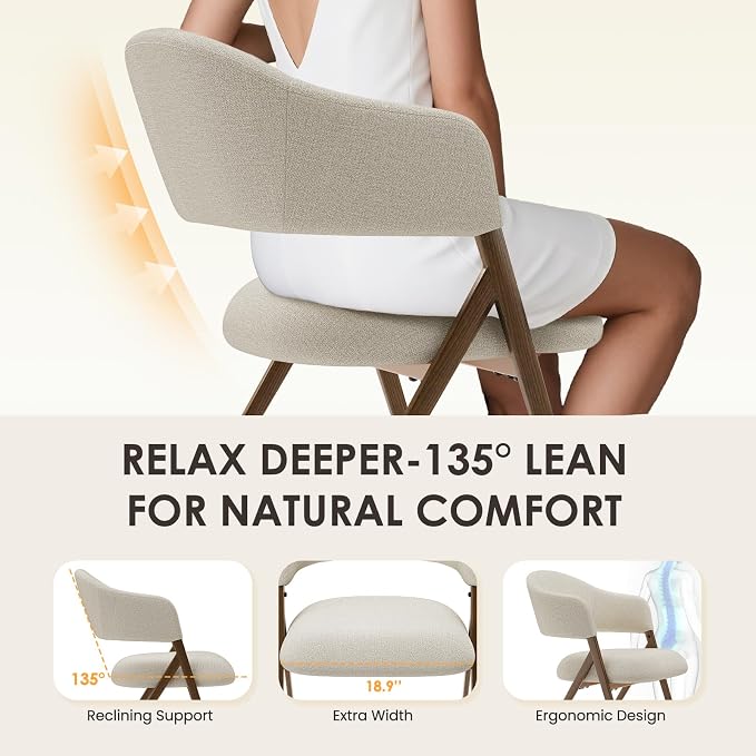 COLAMY Dining Chairs Set of 4, Mid Century Modern Dining Room Kitchen Dinner Chairs with Iron Legs, Open Back and Padded Seat, for Living Room/Bedroom/Restaurant/Cafe, Beige