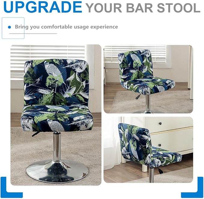 Levoberg Bar Stools Cover Set of 2 Printed Armless Swivel Barstools Slipcovers with Backs Stretch Square Counter Height Bar Stools Covers Mid Low Back Chair Cover for Kitchen Dining Room Bar #16