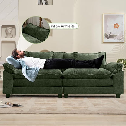 Oprisen 86" Modular Sectional Sofa, Comfy Cloud Couch Sectional Sofa, Chenille Sofa Sleeper Deep Seat Sofa with Throw Pillows for Living Room (Green, 86"- Loveseat)