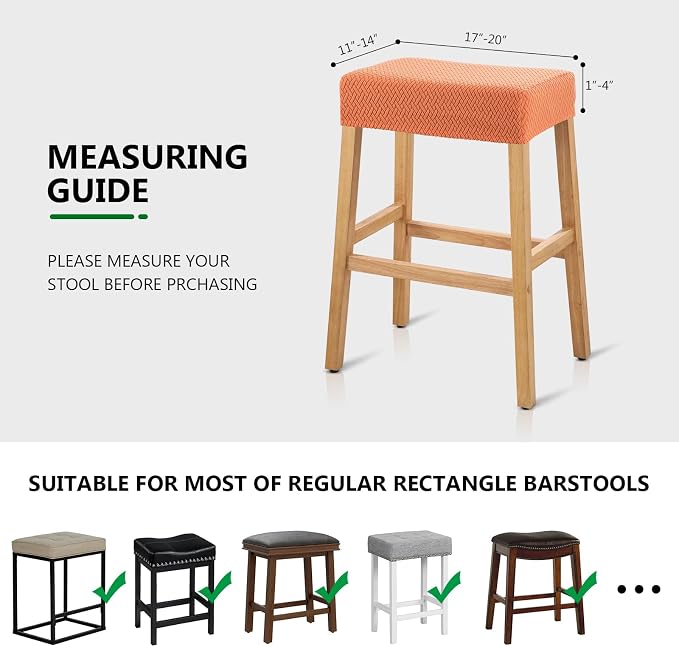 YISUN Stool Covers Rectangle - 4 Pack Stretch Waterproof Saddle Seat Cover Counter Bar Stools Bar Chairs Covers Kitchen Island Chairs Cushion Protector