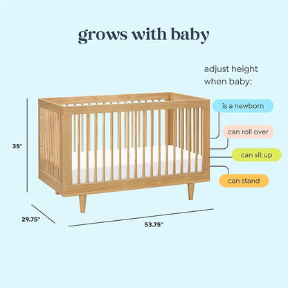 Davinci Marley 3-in-1 Convertible Baby Crib, Honey | GREENGUARD Gold Certified, FSC Certified, Converts to Toddler Bed & Daybed, 4 Adjustable Mattress Heights - Easy Assembly