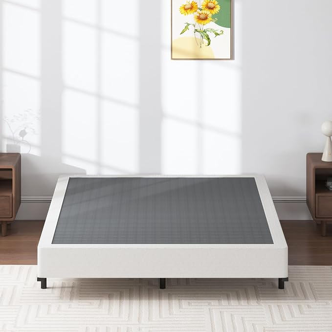 SHLAND 7 Inch Box Spring Full Size Bed Base, 3000 lbs Black Heavy Duty Metal Mattress Foundation with Easy Clean Fabric Cover, Noise Free,Easy Assembly