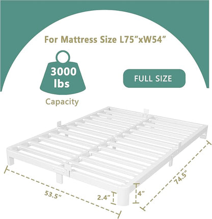 ITIMIDI 4 Inch Metal Full Size Platform Bed Frame with Metal Gaskets, Heavy Duty Steel Support 3500 LBS, No Box Spring Needed, Anti-Slip Mattress Stopper, Easy Assembly