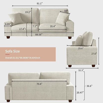 DOPEDIO Modern Loveseat Sofa for Living Room,Chenille Recliner, Removable Cover, Pocket Spring Cushions, Solid Wood Frame, Easy Assembly for Small Spaces (88.58inch，Beige)