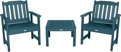 Highwood AD-KITCHGL2-NBE 2 Lehigh Garden Chairs with 1 Square Side Table 3-Piece Set, Nantucket Blue