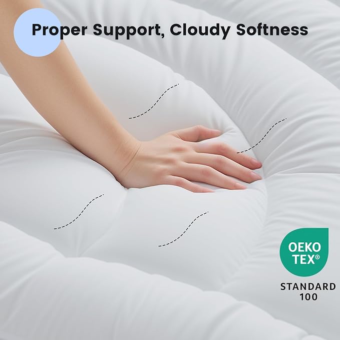 Waterproof Mattress Pad Full, Quilted Fitted Full Mattress Topper, Five-Layers Noiseless Mattress Protector Cover with 8"-21" Deep Pocket, Machine Washable, White, 54x75