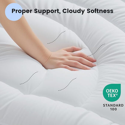 Waterproof Mattress Pad Full, Quilted Fitted Full Mattress Topper, Five-Layers Noiseless Mattress Protector Cover with 8"-21" Deep Pocket, Machine Washable, White, 54x75