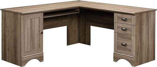 Sauder Harbor View Computer Desk, 66.14"D x 66.14"W x 30.28"H , Salt Oak finish