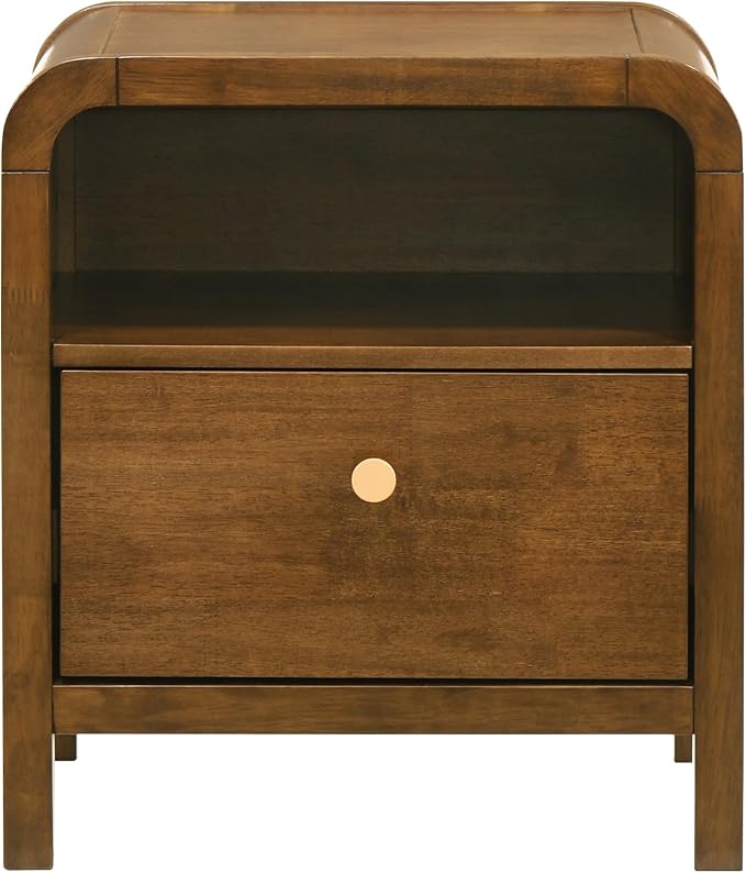 Roundhill Furniture Eldren Wood Bedroom Set, Queen Platform Bed with Two Nightstands in Walnut Finish