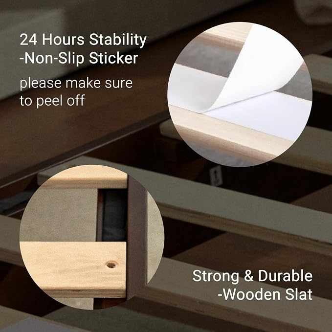 LIFEMENT Full Bed Frame Signature Wood Platform, Noise Free, Under Bed Storage, No Box Spring Needed, Easy Assembly, Walnut
