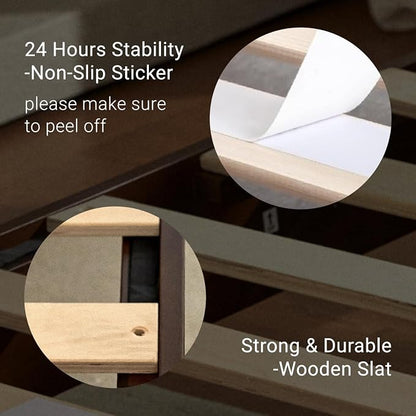LIFEMENT Full Bed Frame Signature Wood Platform, Noise Free, Under Bed Storage, No Box Spring Needed, Easy Assembly, Walnut
