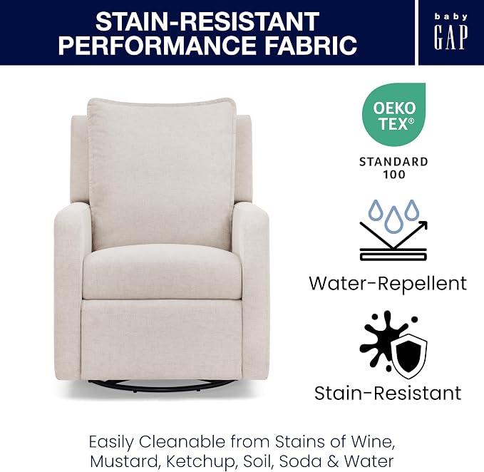 babyGap Harlowe Power Recliner with USB-A and Type-C Ports by Delta Children - Greenguard Gold Certified – Stain-Resistant Performance Fabric is Oeko-TEX Standard 100 Certified, Sand